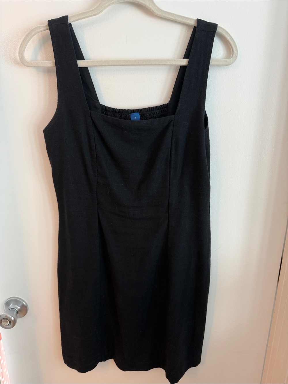 Old Navy Black Linen Square-Neck Mini Dress with Wide Straps